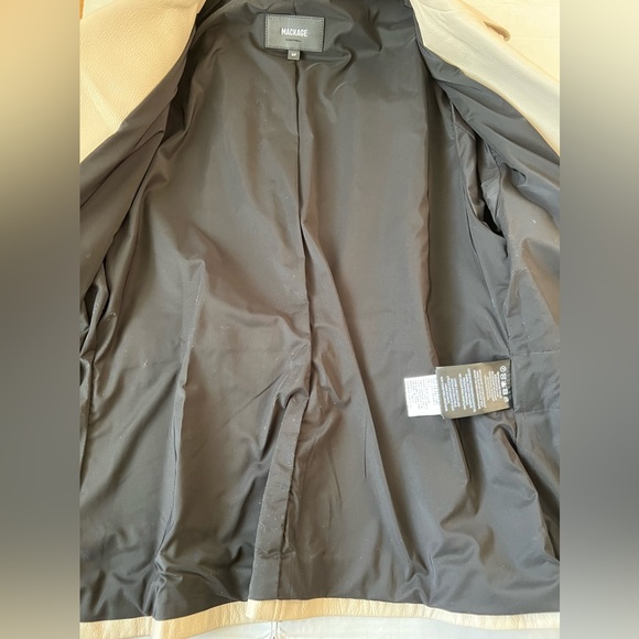 $1290 Mackage Womens SABINA Leather Biker Jacket with Cinch Belt  Cream - Picture 7 of 8